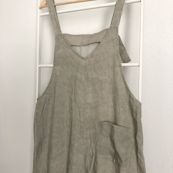 NWT Zara Grey Linen Pocket Wide Leg Jumpsuit - Picture 6 of 8